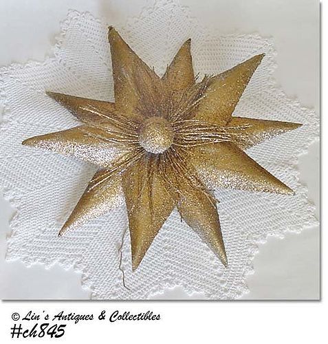 GOLD STAR VINTAGE TREE TOPPER OR HANGING DECORATION