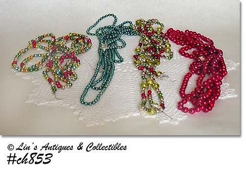 4 VINTAGE GLASS BEAD CHRISTMAS GARLANDS