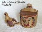 Vintage Cleminson Pottery Salt Box and Free Distlefink Pepper Shaker