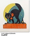 VINTAGE HALLOWEEN BLACK CAT ON A FENCE TABLE DECORATION MADE IN USA