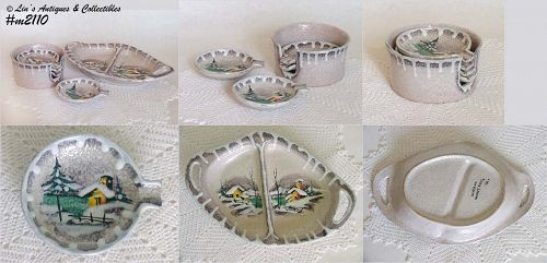 VINTAGE DIVIDED SNACK BOWL AND PARTY ASHTRAYS ARDALT MADE IN ITALY