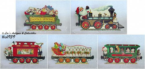 Vintage Christmas Santas Special Train Cardboard Display