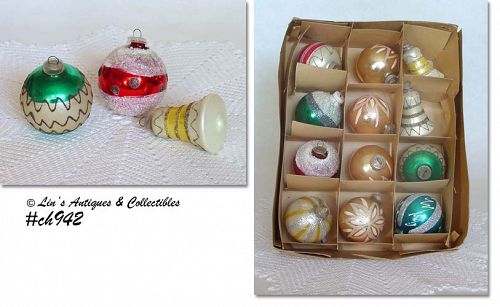 One Dozen West Germany Christmas Ornaments