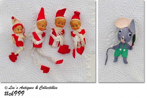 Lot of 4 Vintage Pixies Elves and a Mouse