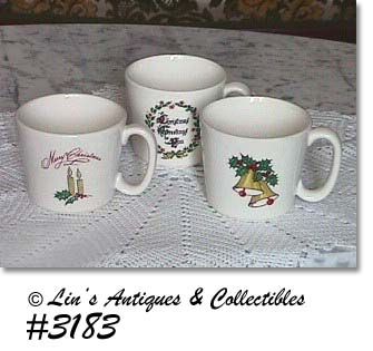 McCOY POTTERY THREE VINTAGE CHRISTMAS CUPS