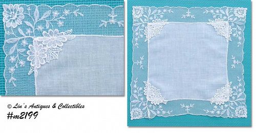 Vintage White with Lace Edge Handkerchief