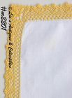 Vintage Hanky White with Yellow Crochet Edging