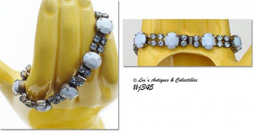 Vintage Signed Weiss Blue Rhinestone Bracelet