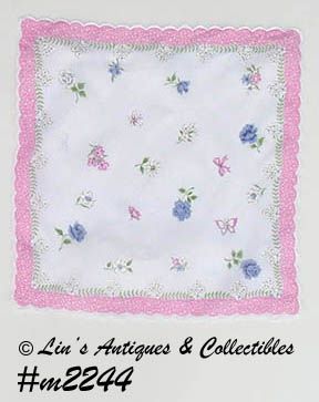 Vintage Flowers and Butterflies Handkerchief