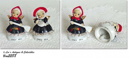 Two Vintage Honey Bell Angels with Spaghetti Trim