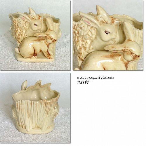 McCoy Pottery Rabbits and Stump Planter