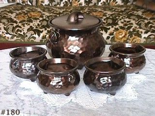 McCoy Pottery Soup Kettle Pot Server and 4 Bowls