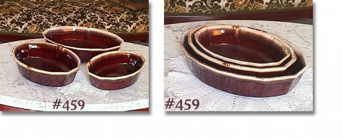 McCoy Pottery Brown Drip Three Nested Oval Bowls