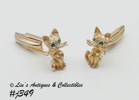 Vintage Cat Shaped Cufflinks Vintage Cuff Links