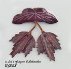 Vintage Wooden Pin with Wooden Leaf Dangles