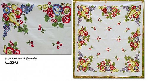 Vintage Colorful Fruits Tablecloth 50 x 44 inches