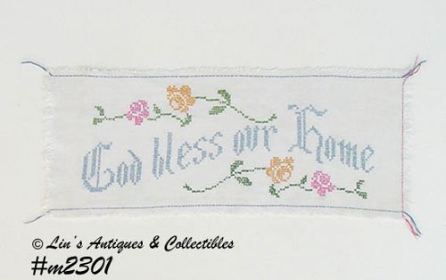 Vintage God Bless Our Home Cross Stitch Sampler