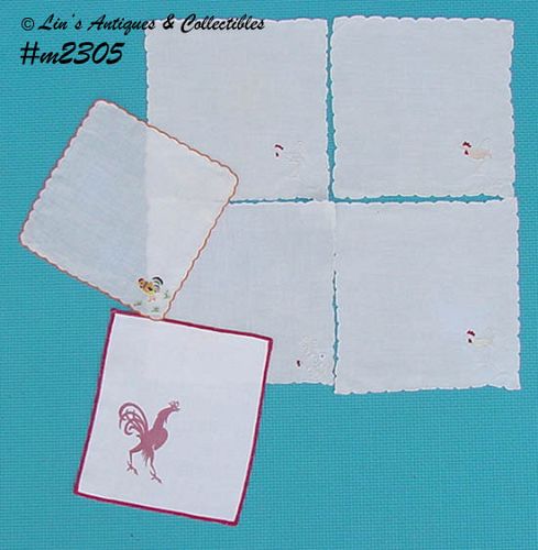 COCKTAIL NAPKINS WITH ROOSTER DESIGN