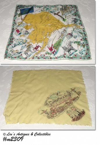 Two Vintage Souvenir Scarves Alaska