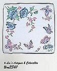 BLUE POPPIES AND BUTTERFLIES HANDKERCHIEF