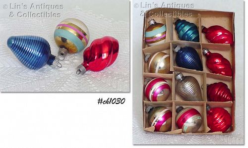 Vintage Shiny Brite Glass Christmas Ornaments Dozen