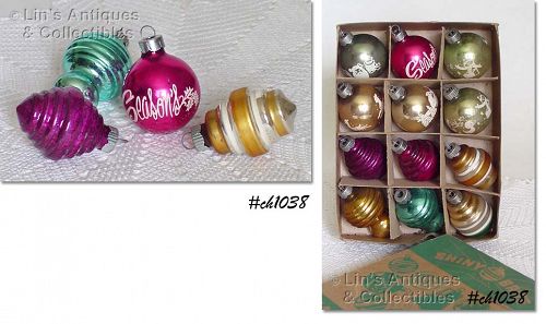 One Dozen Fancy Shiny Brite Ornaments