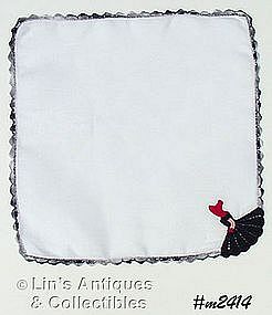 HANDKERCHIEF, WHITE WITH CROCHET SOUTHERN BELLE