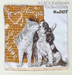 KITTY AND PUPPY LOVE HANDKERCHIEF