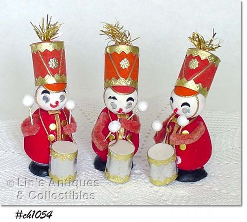 Vintage Christmas Drummers Decorations Lot of 3