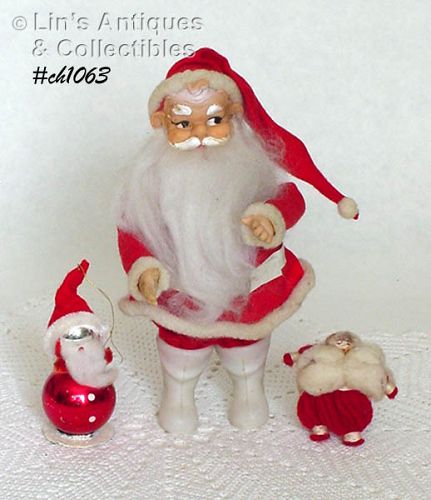 Lot of 3 Vintage Santas