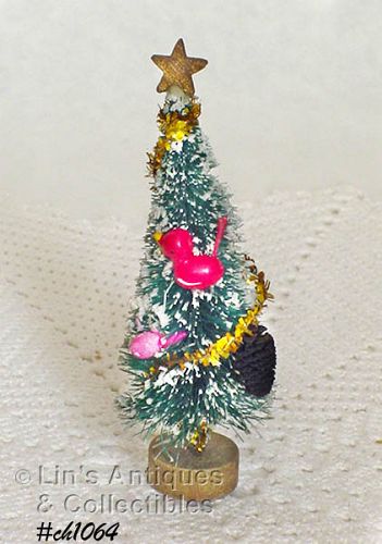 Vintage Small Brush Christmas Tree Decorated