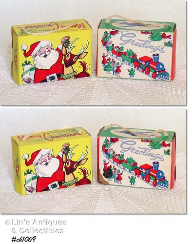 Lot of 2 Vintage Childrens Christmas Cookie Candy Boxes