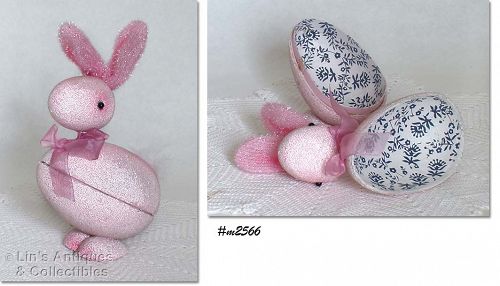 Vintage Pink Bunny Easter Candy Container
