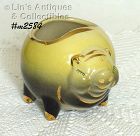 Shawnee Pottery Roly Poly Pig Planter Gold Trim