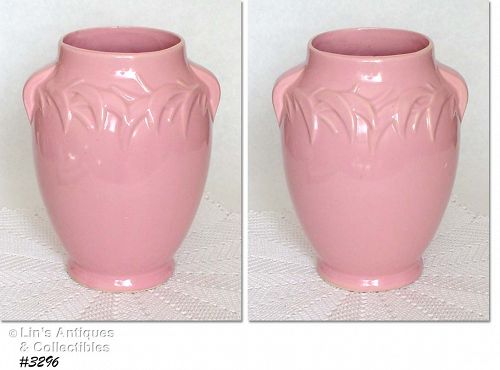 McCOY POTTERY 8 INCHES TALL PINK URN STYLE VASE