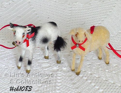 SHEEP AND COW ORNAMENTS -- WEST GERMANY