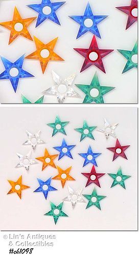 LOT OF 17 VINTAGE PLASTIC STAR SHAPED CHRISTMAS TREE LIGHT REFLECTORS