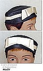 BLACK HAT WITH IVORY COLOR BOW/BAND -- LUCI PUCI