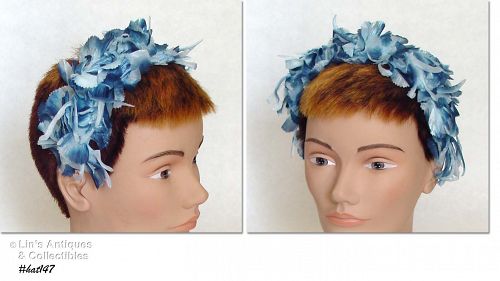 Vintage Blue Flowers Head Band Style Hat