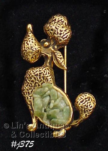 POODLE PIN WITH JADE CHIPS BODY