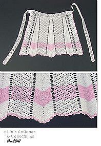 WHITE AND PINK CROCHET APRON