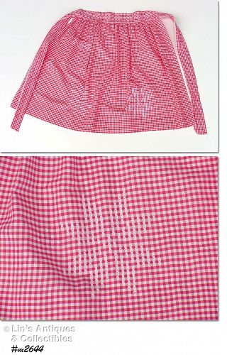 Vintage Christmas Snowflakes Gingham Half Apron