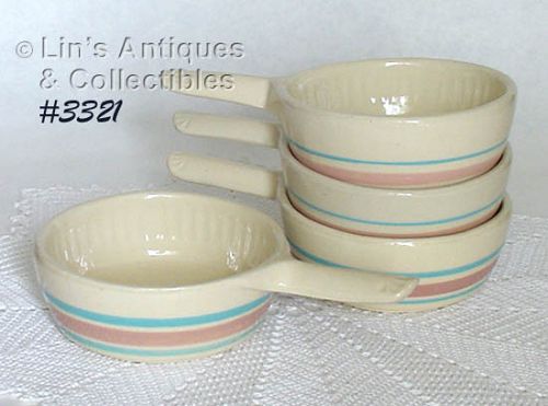 McCoy Pottery Four Pink and Blue Casseroles