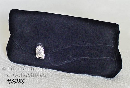 VINTAGE GARAY BLACK VELVET CLUTCH STYLE HANDBAG