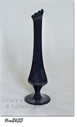 Vintage Fenton Black Amethyst Vase