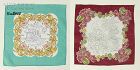 Two Vintage Scenic Center Handkerchiefs