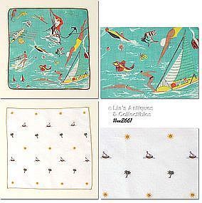 WATER FUN ACTIVITIES VINTAGE HANDKERCHIEF PLUS A FREE HANKY!