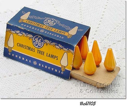 BOX OF VINTAGE GENERAL ELECTRIC YELLOW C-6 CHRISTMAS BULBS