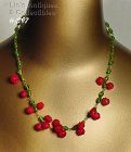 Vintage Red and Green Glass Beads Necklace