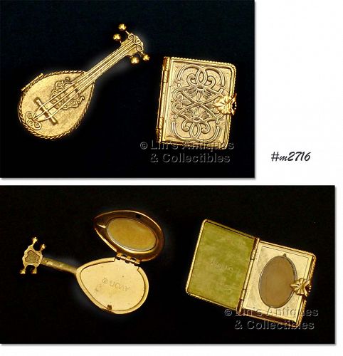 TWO VINTAGE AVON SOLID PERFUME COMPACTS JEWELRY COMPACTS